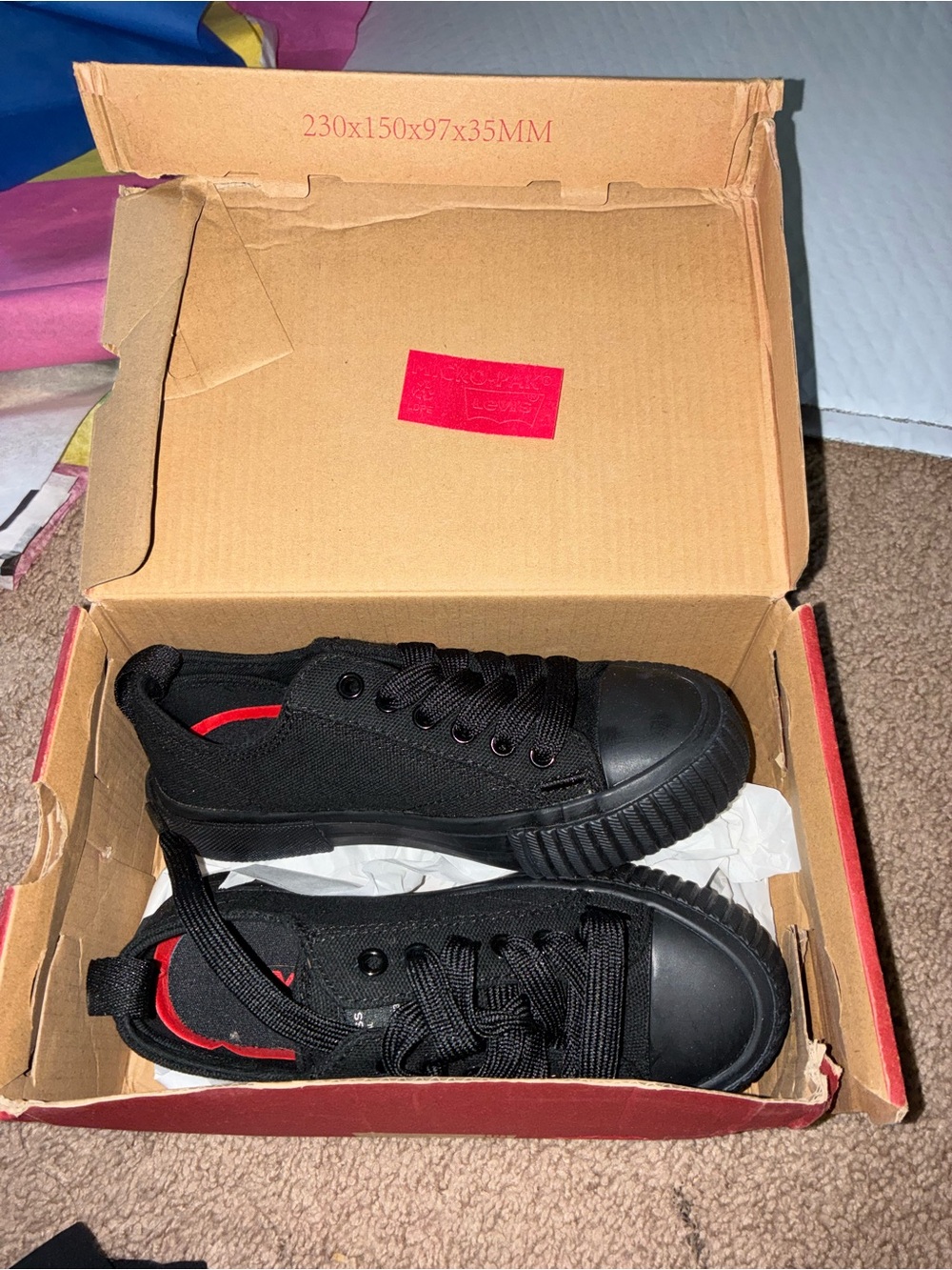 Skechers Kids Black Low-Top Canvas Sneakers with Red Trim